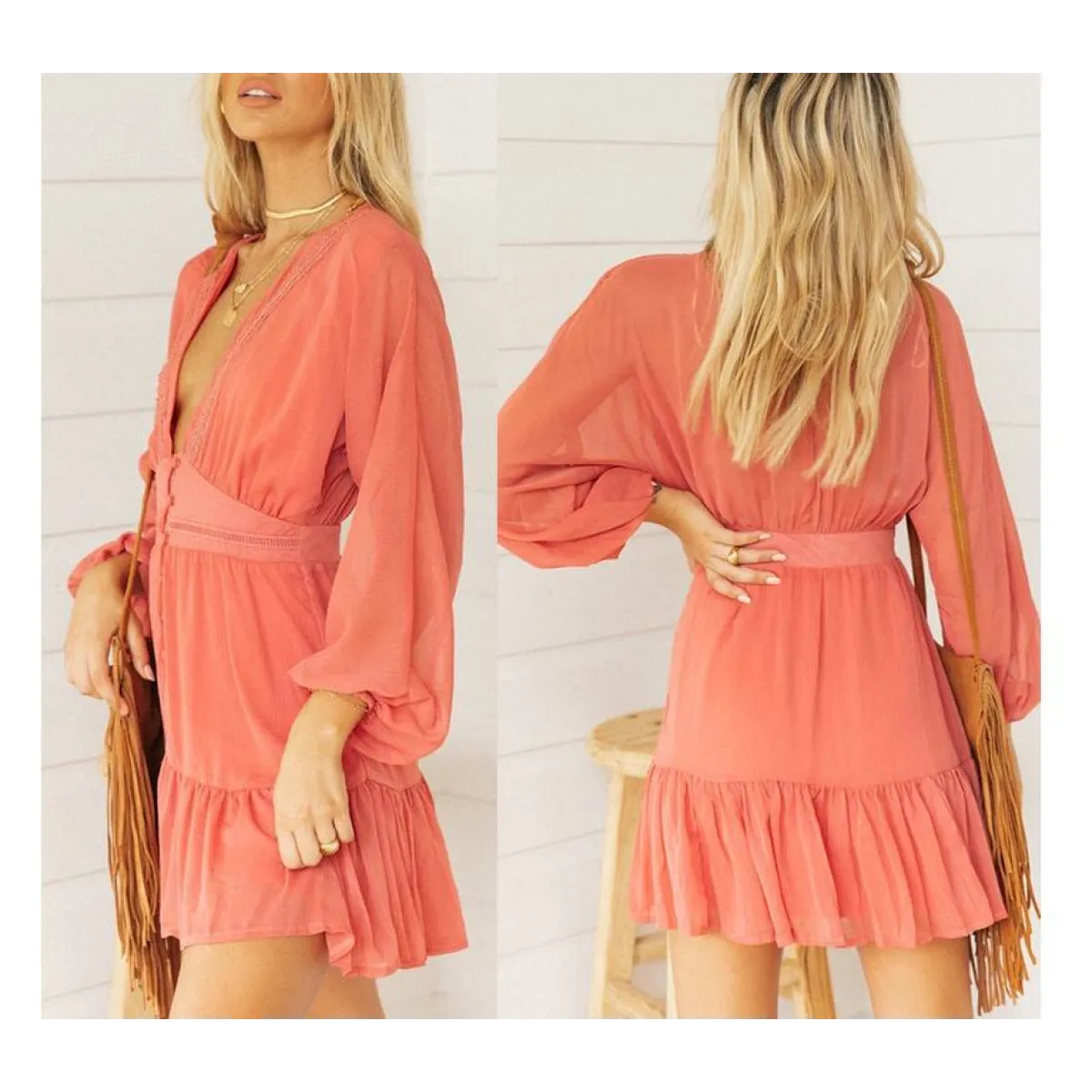 Deep-V Mini Dress